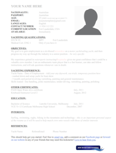 Recommended Superyacht CV template from How To Get Into Yachting